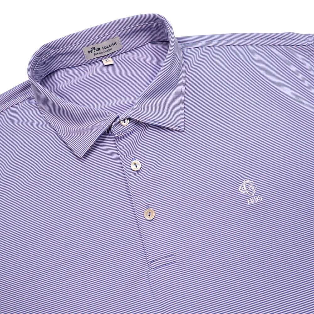 PETER MILLAR Men's XL Blue Pink Stripes Summer Comfort Performance Jersey Polo